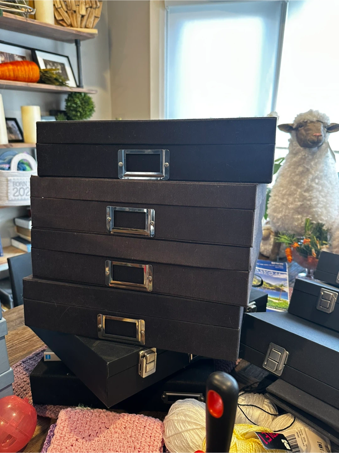 Black Storage Boxes with Lid and Label Holder - photo 5
