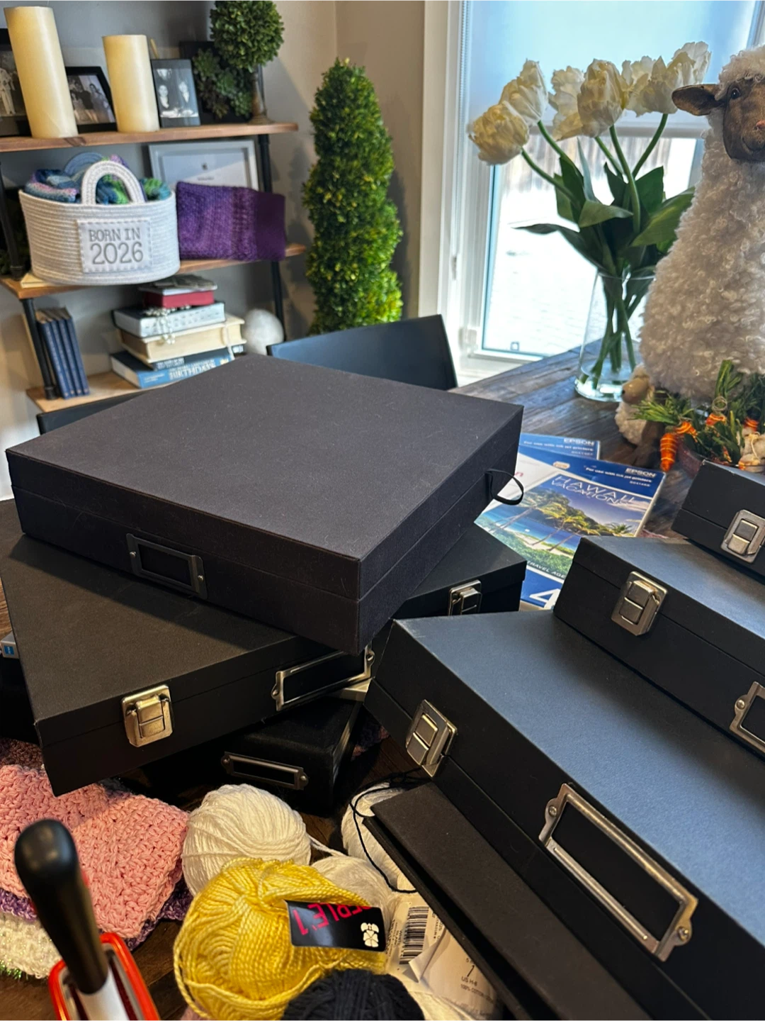 Black Storage Boxes with Lid and Label Holder - photo 2