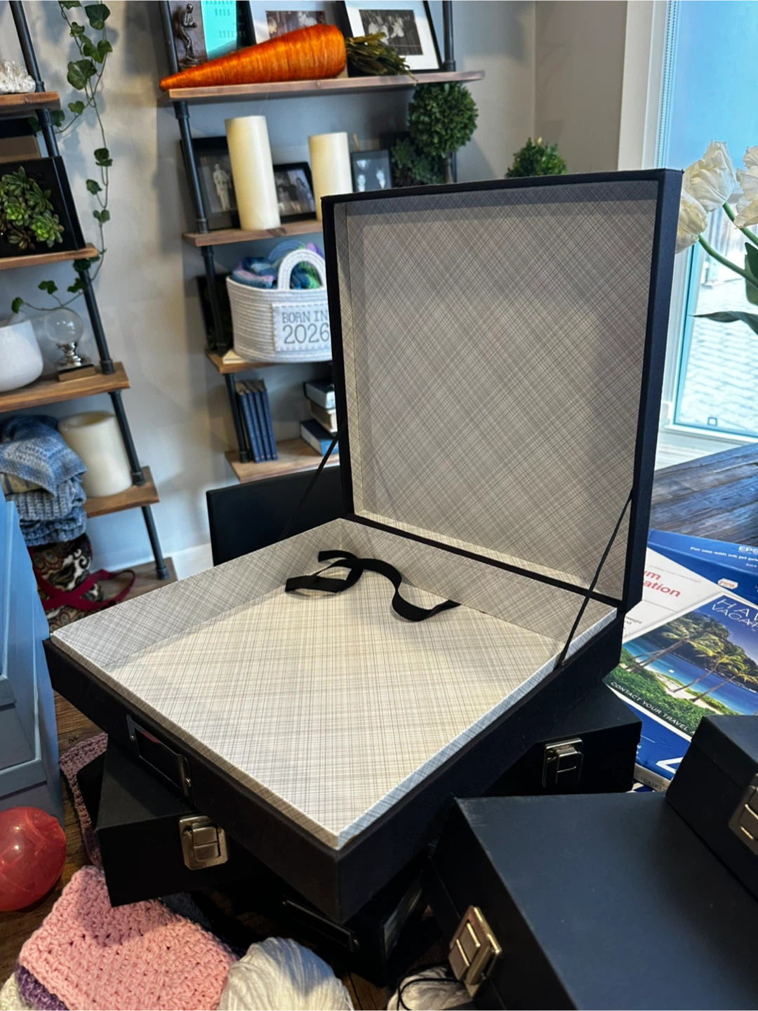 Black Storage Boxes with Lid and Label Holder - photo 4