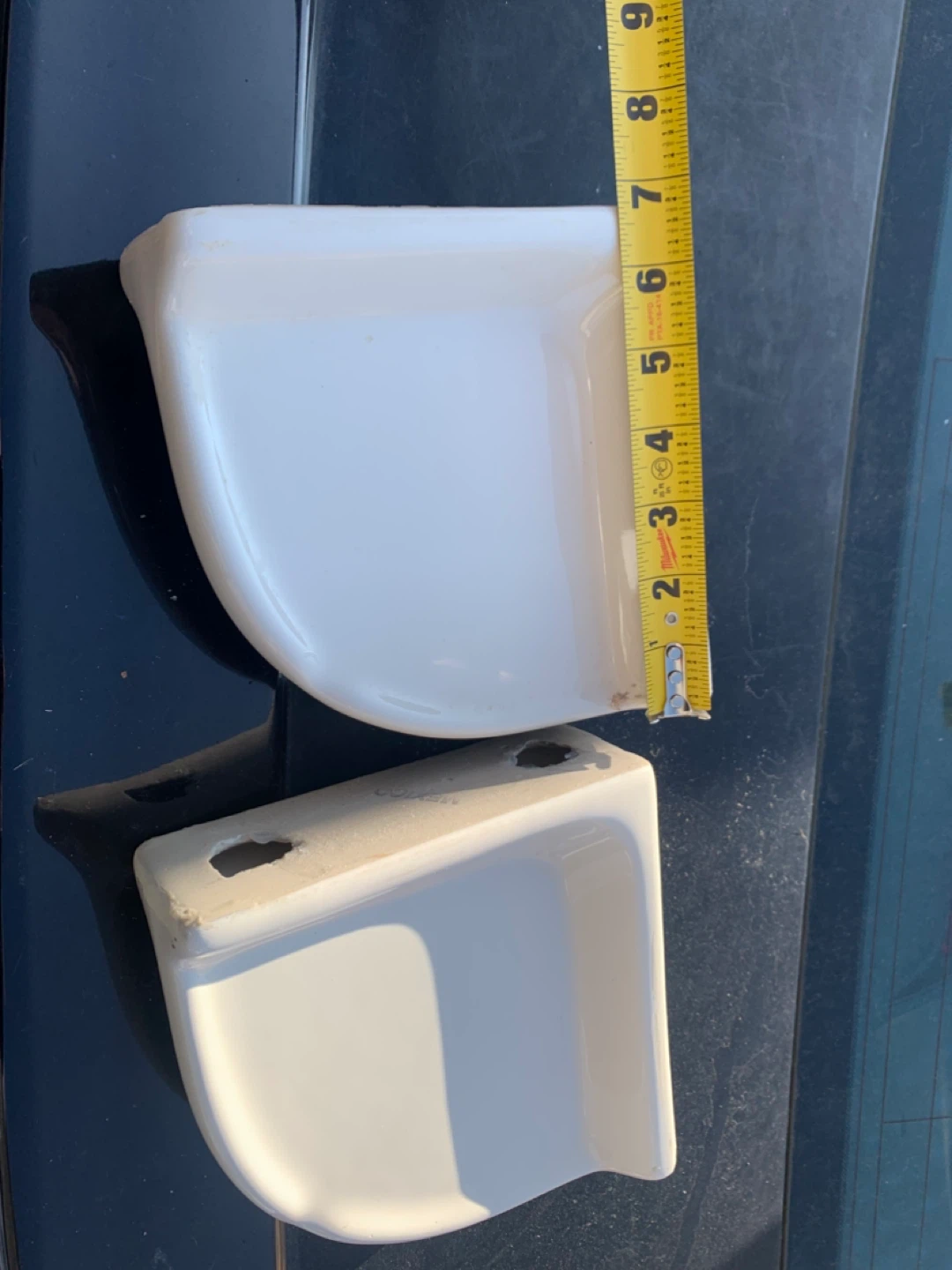 2 White Ceramic Corner Shelves
