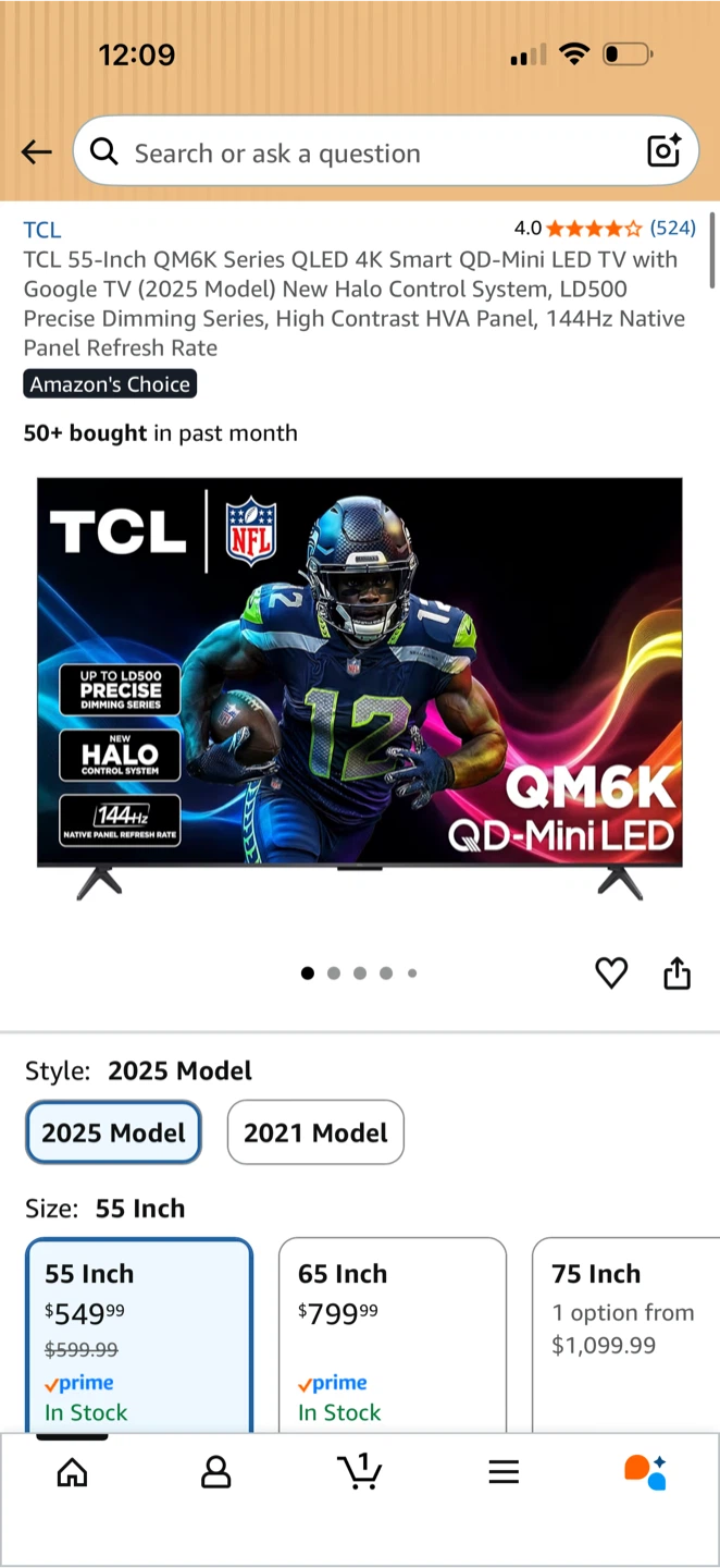 MOVING OUT SALE – 55” TCL 4K QLED Roku Smart TV!