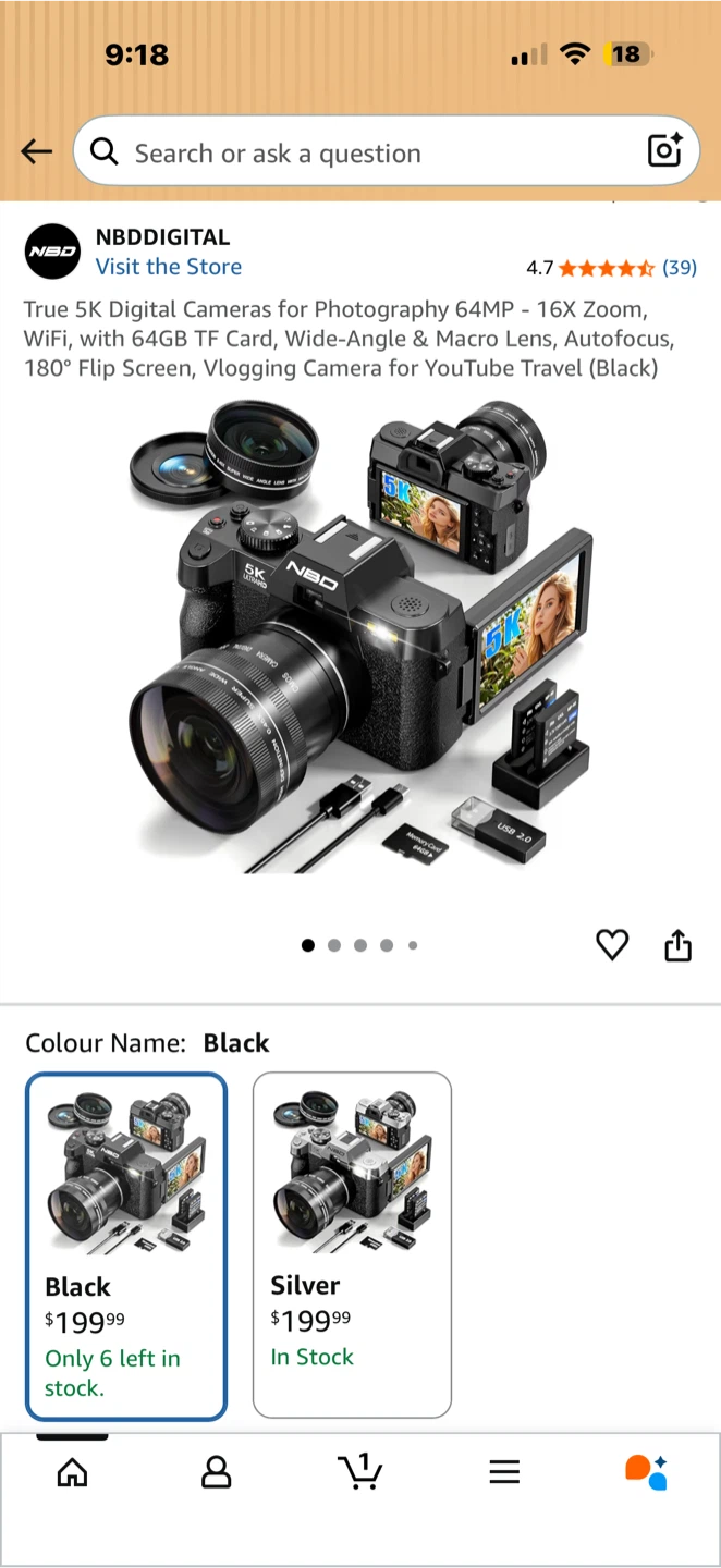 NBD DIGITAL 5K Digital Camera, Black - photo 2