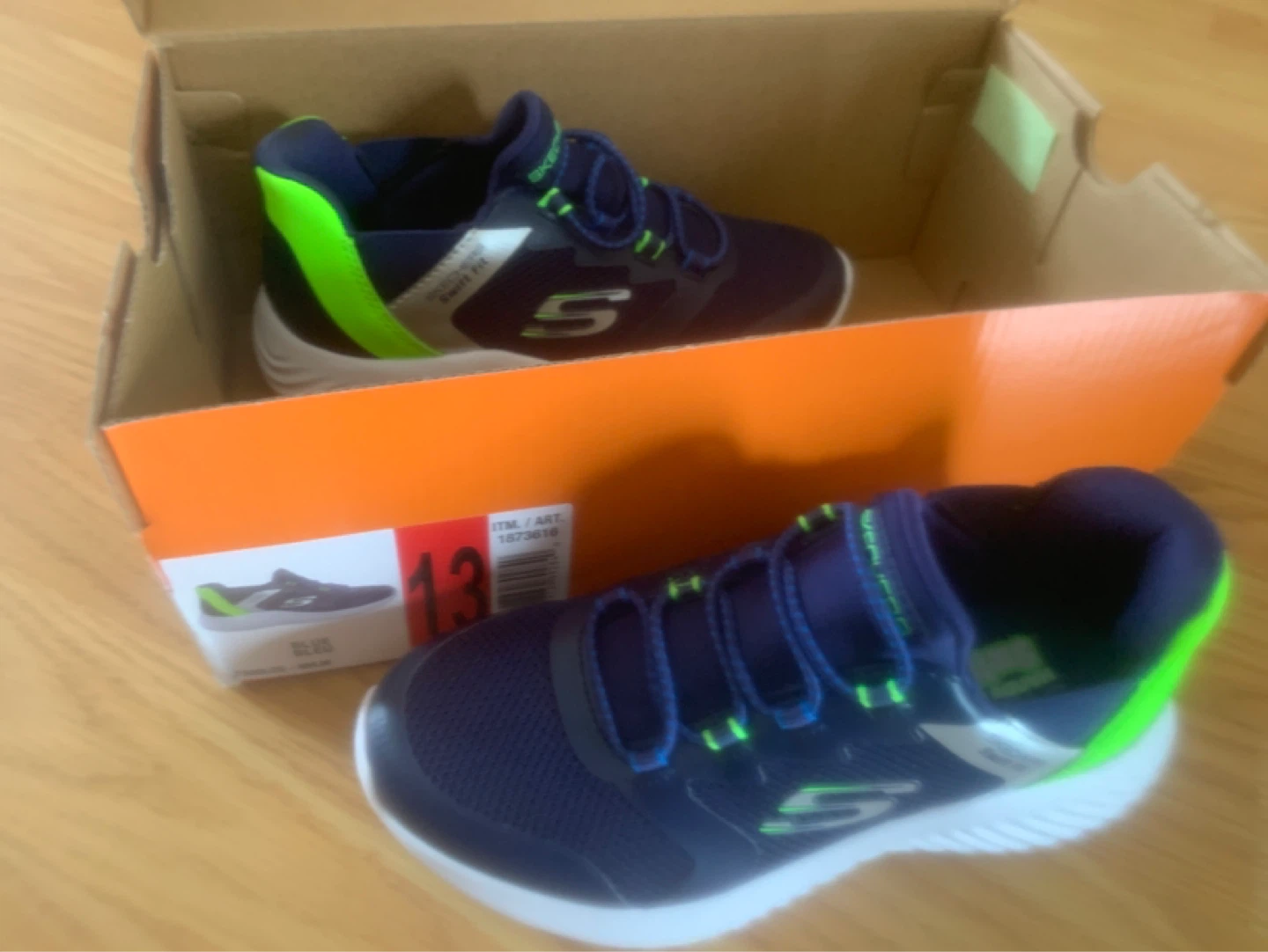 Skechers Kids Running Shoes Size 13 Blue Neon Green - photo 4