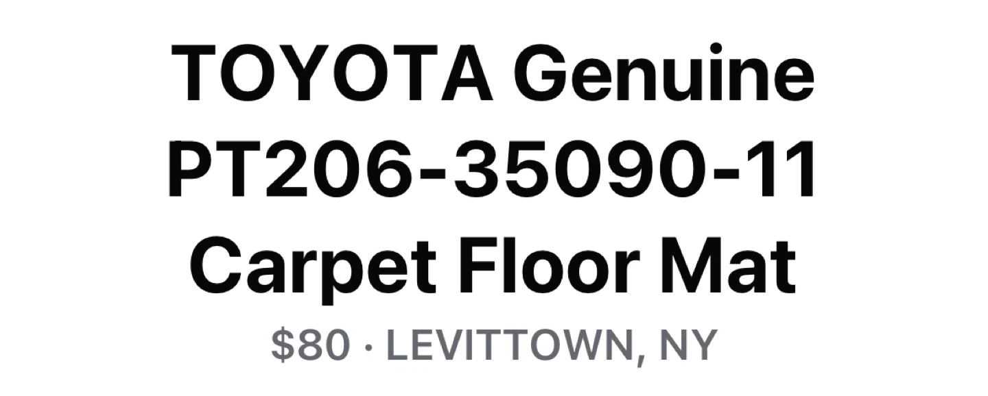 TOYOTA Genuine PT206-35090-11 Carpet Floor Mats for FJ Cruiser