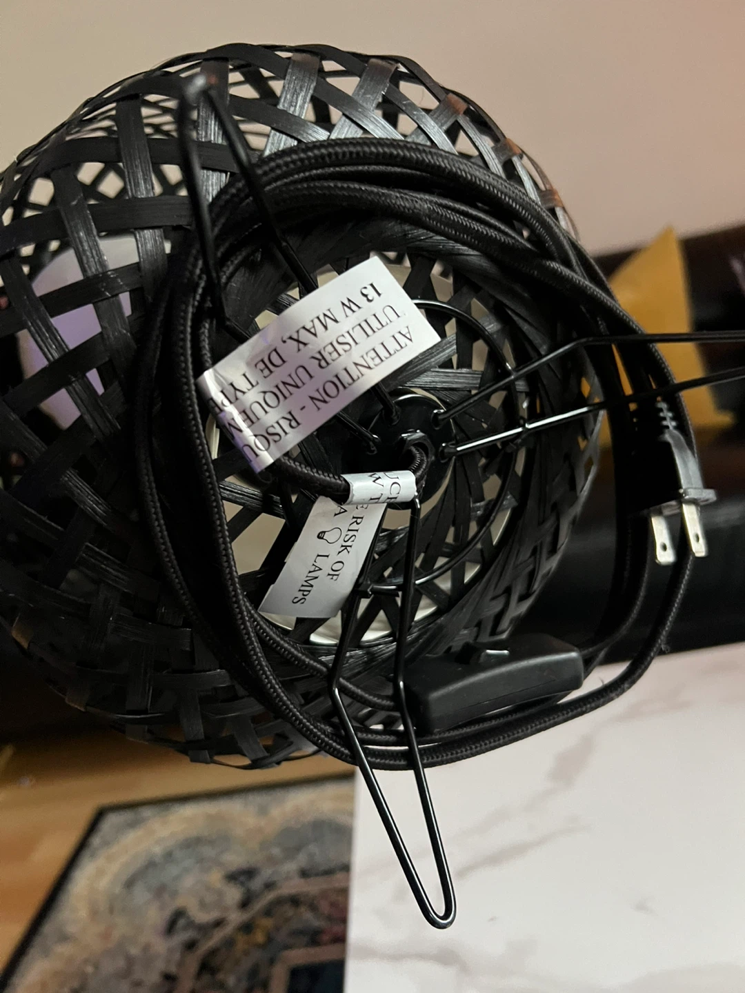 Black Woven Lantern Lamp - photo 2