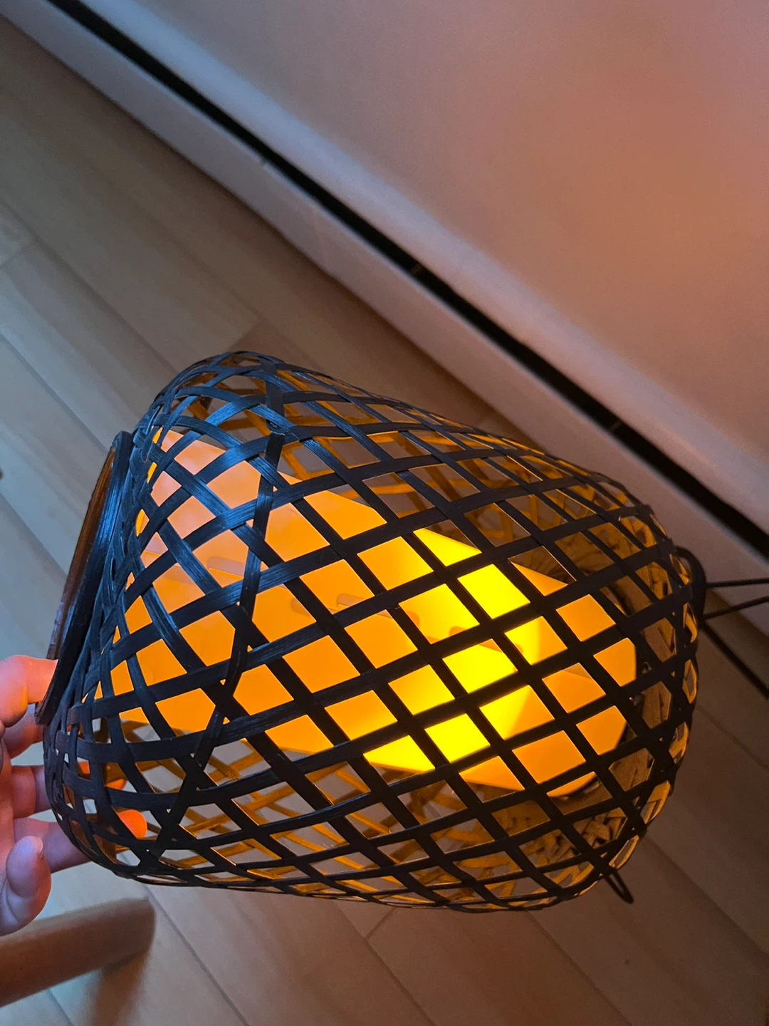 Black Woven Lantern Lamp - photo 3