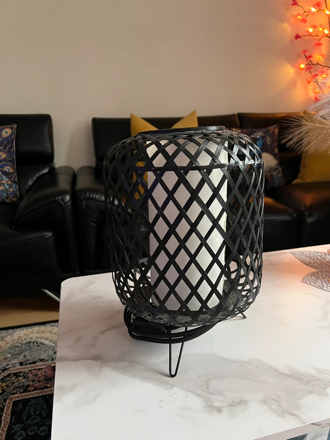Black Woven Lantern Lamp