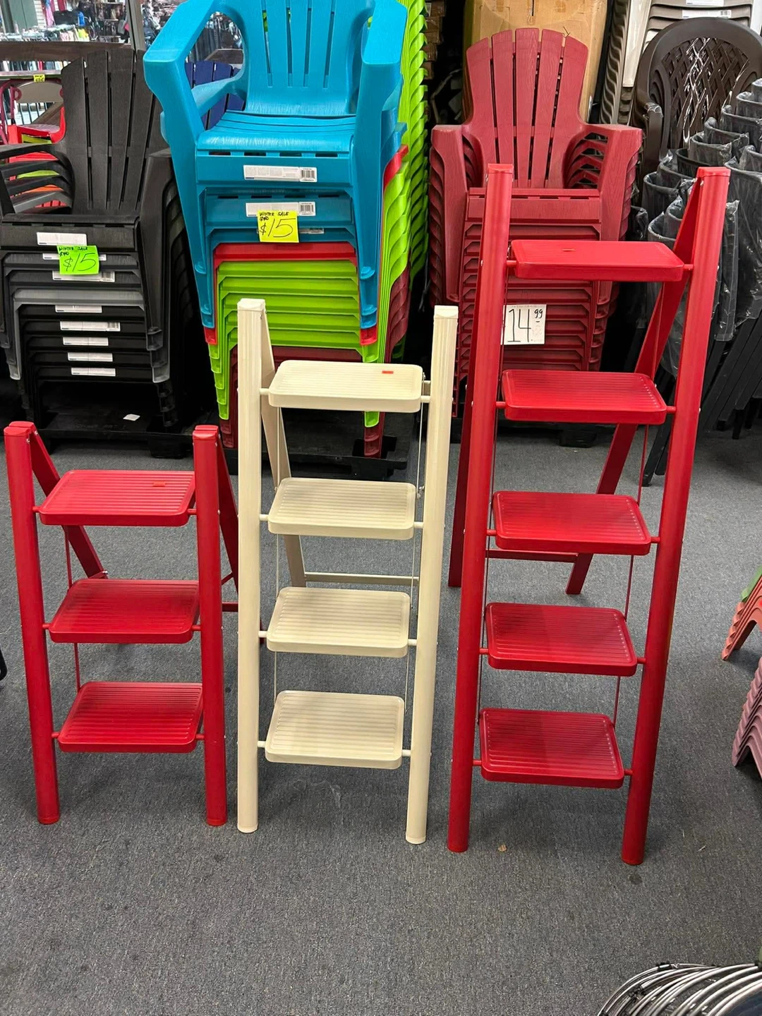 Red Step Stool Ladder - 25" Height