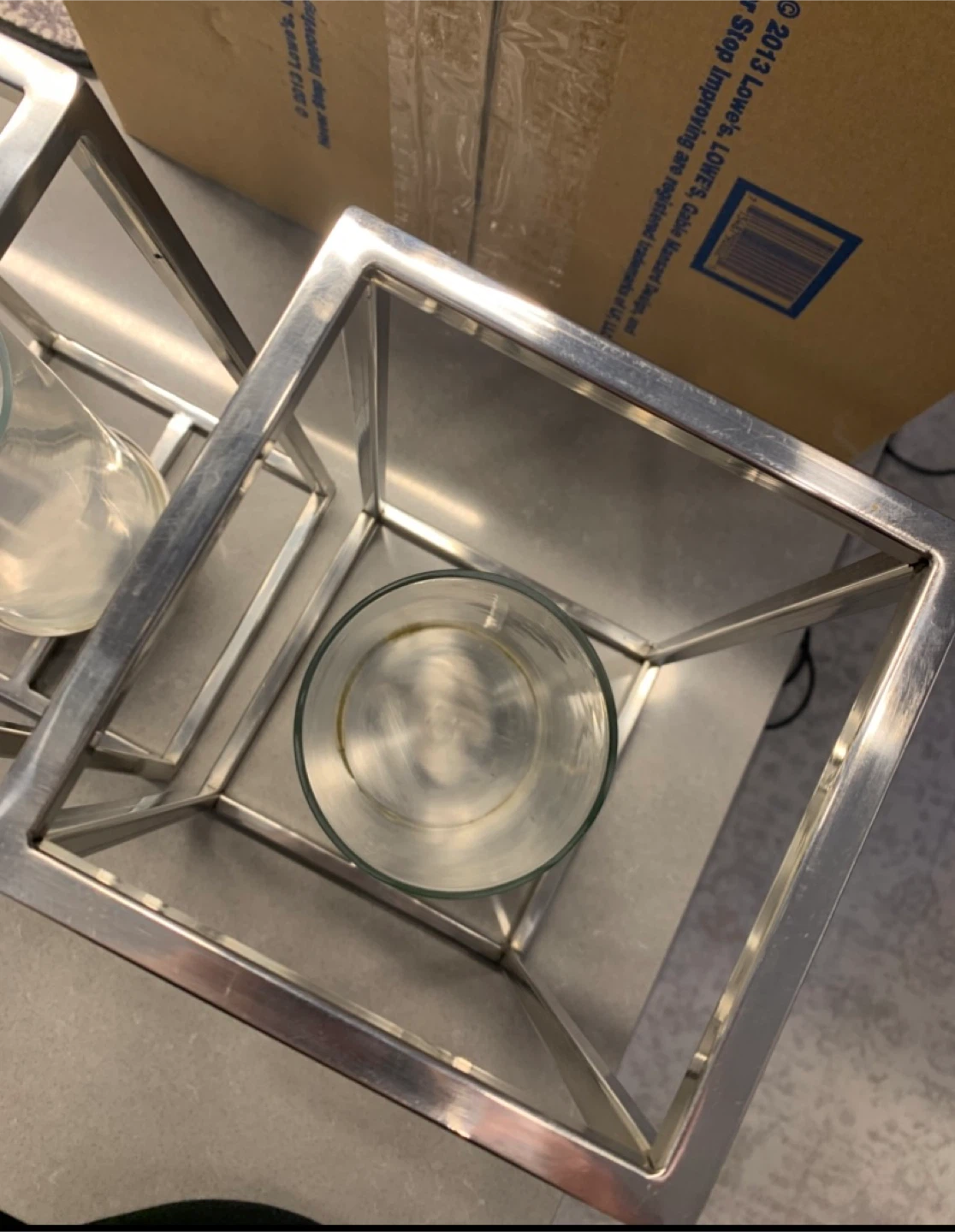 Set of 2 Silver Metal Lantern Candle Holders - photo 2