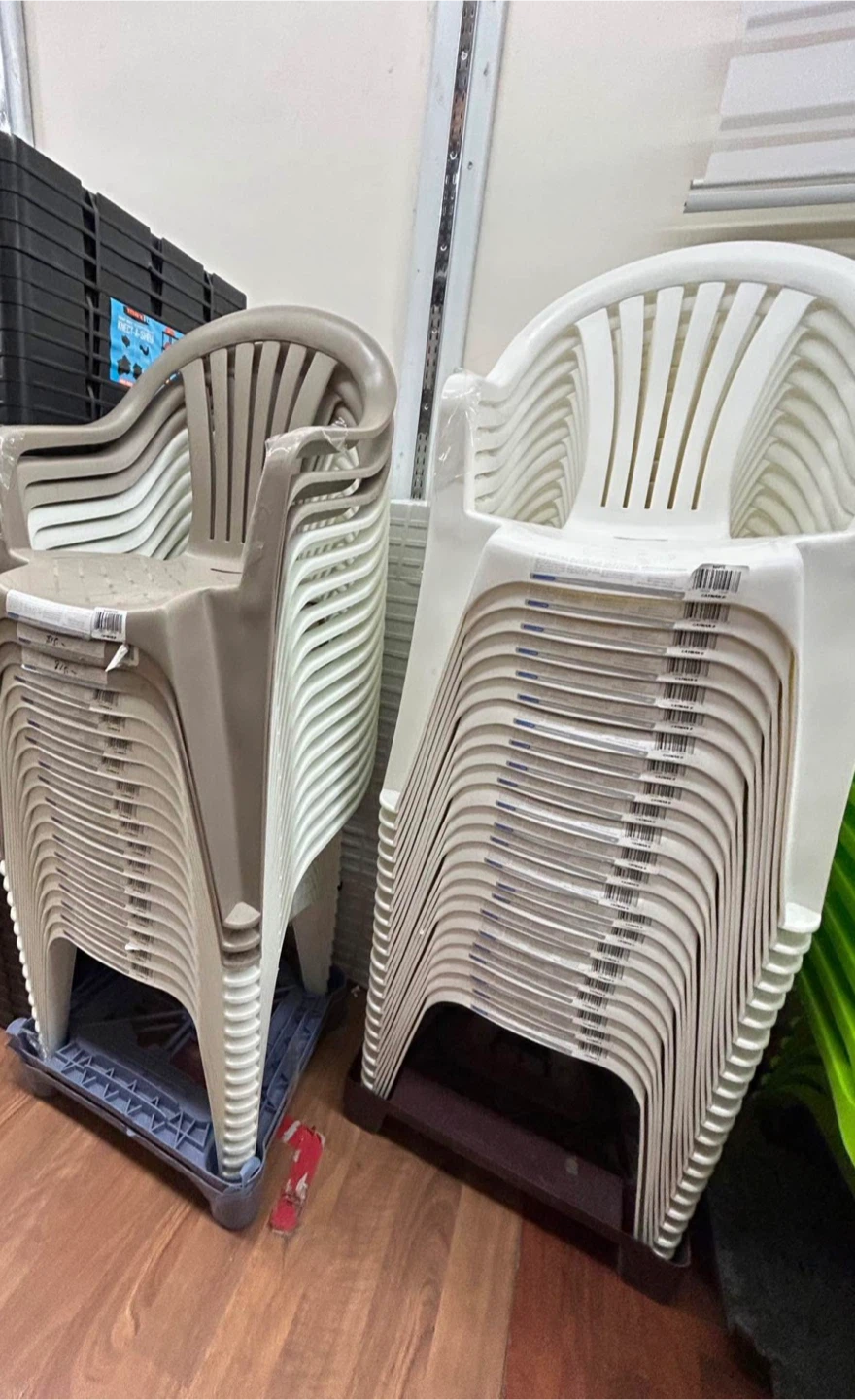 Plastic Chairs - Beige and White