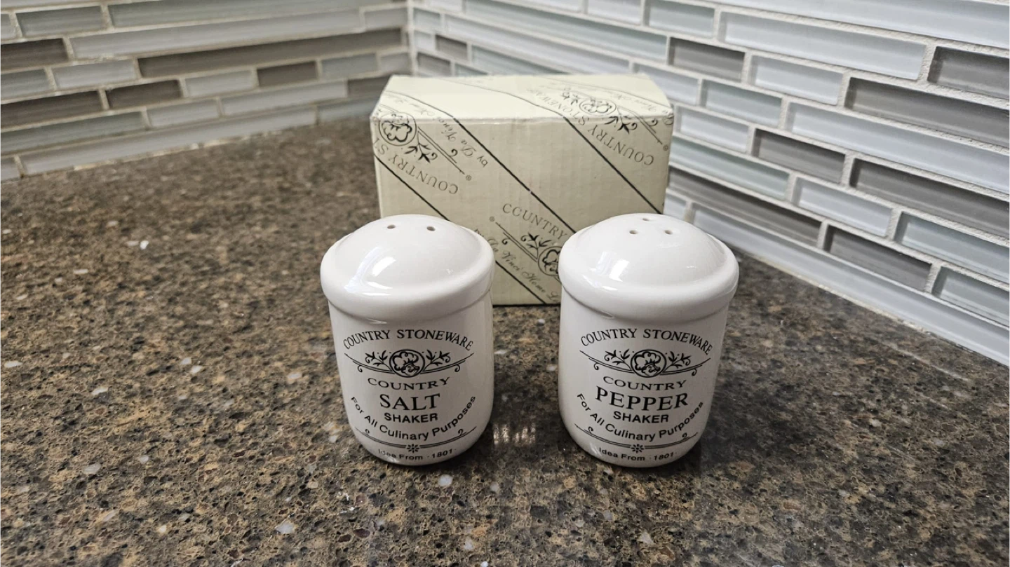 Country Stoneware Salt and Pepper Shakers