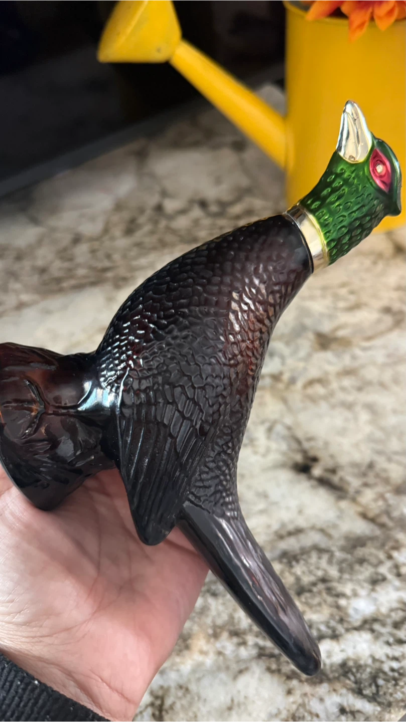 Vintage Brown Textured Bird Shaped Glass Bottle - photo 5