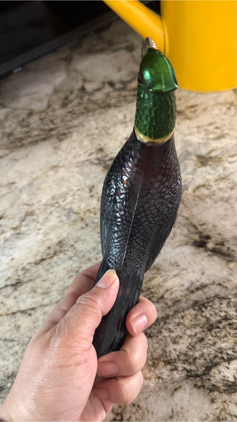 Vintage Brown Textured Bird Shaped Glass Bottle - photo 3