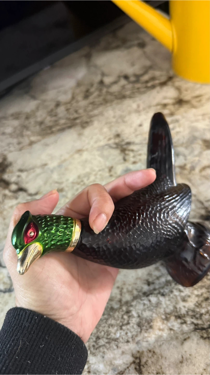 Vintage Brown Textured Bird Shaped Glass Bottle - photo 2