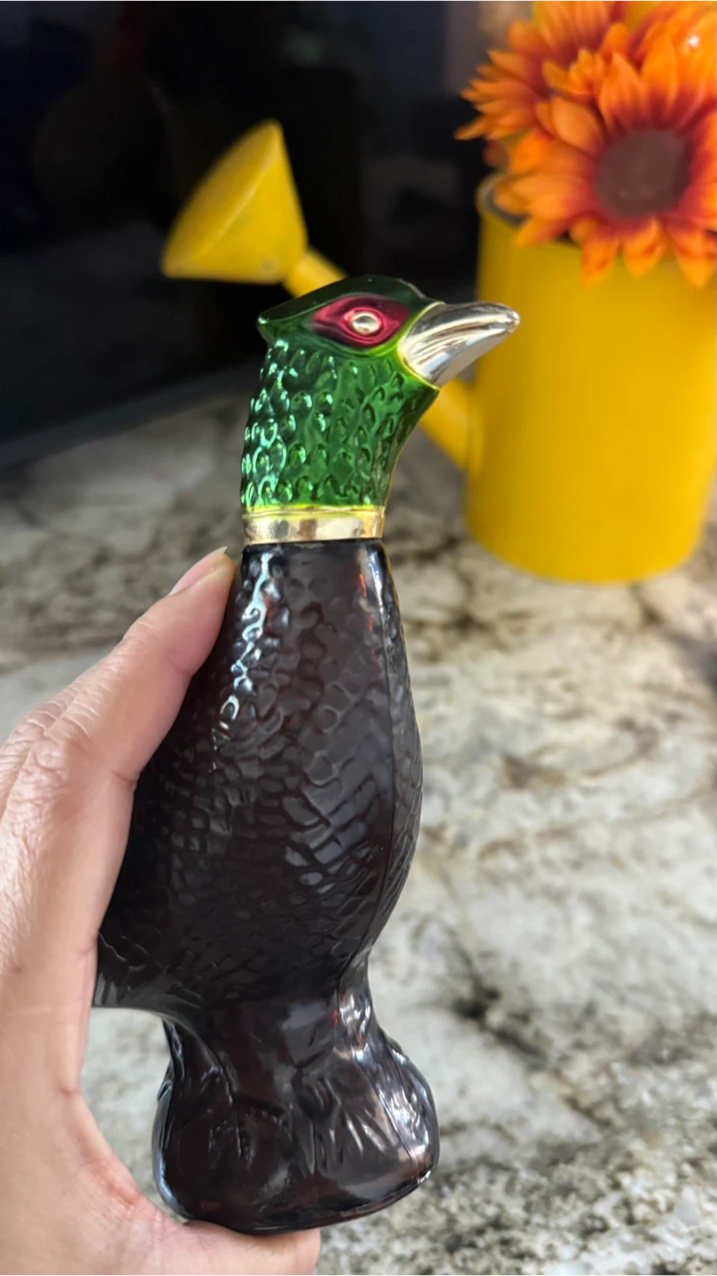 Vintage Brown Textured Bird Shaped Glass Bottle - photo 4