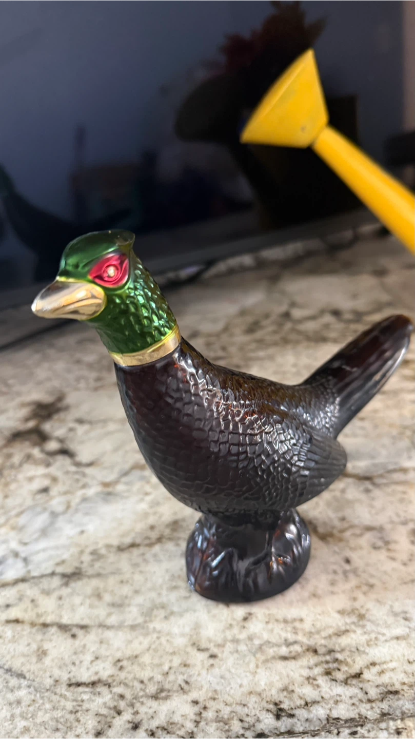 Vintage Brown Textured Bird Shaped Glass Bottle