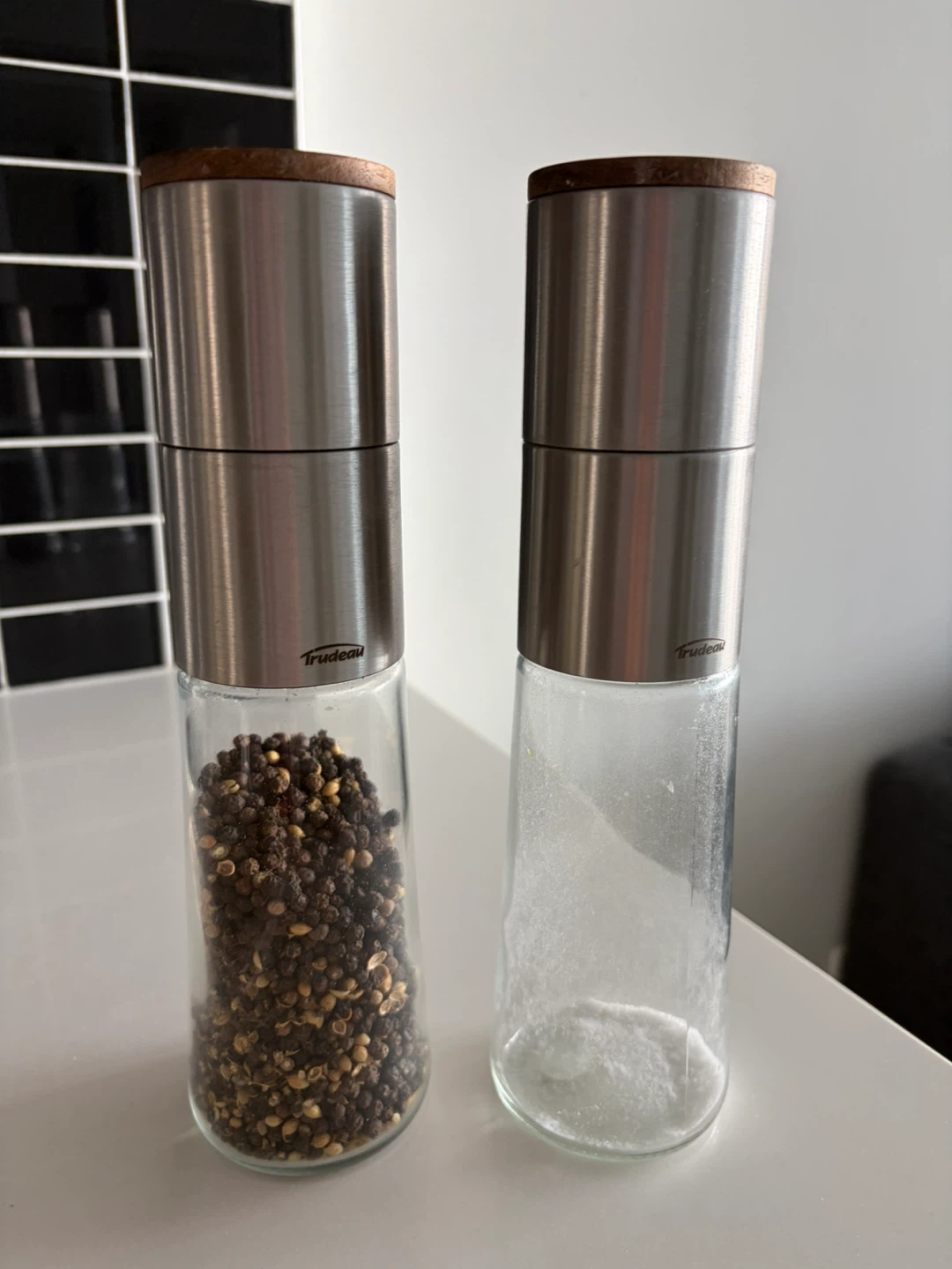 Trudeau Stainless Steel Pepper and Salt Grinder Set