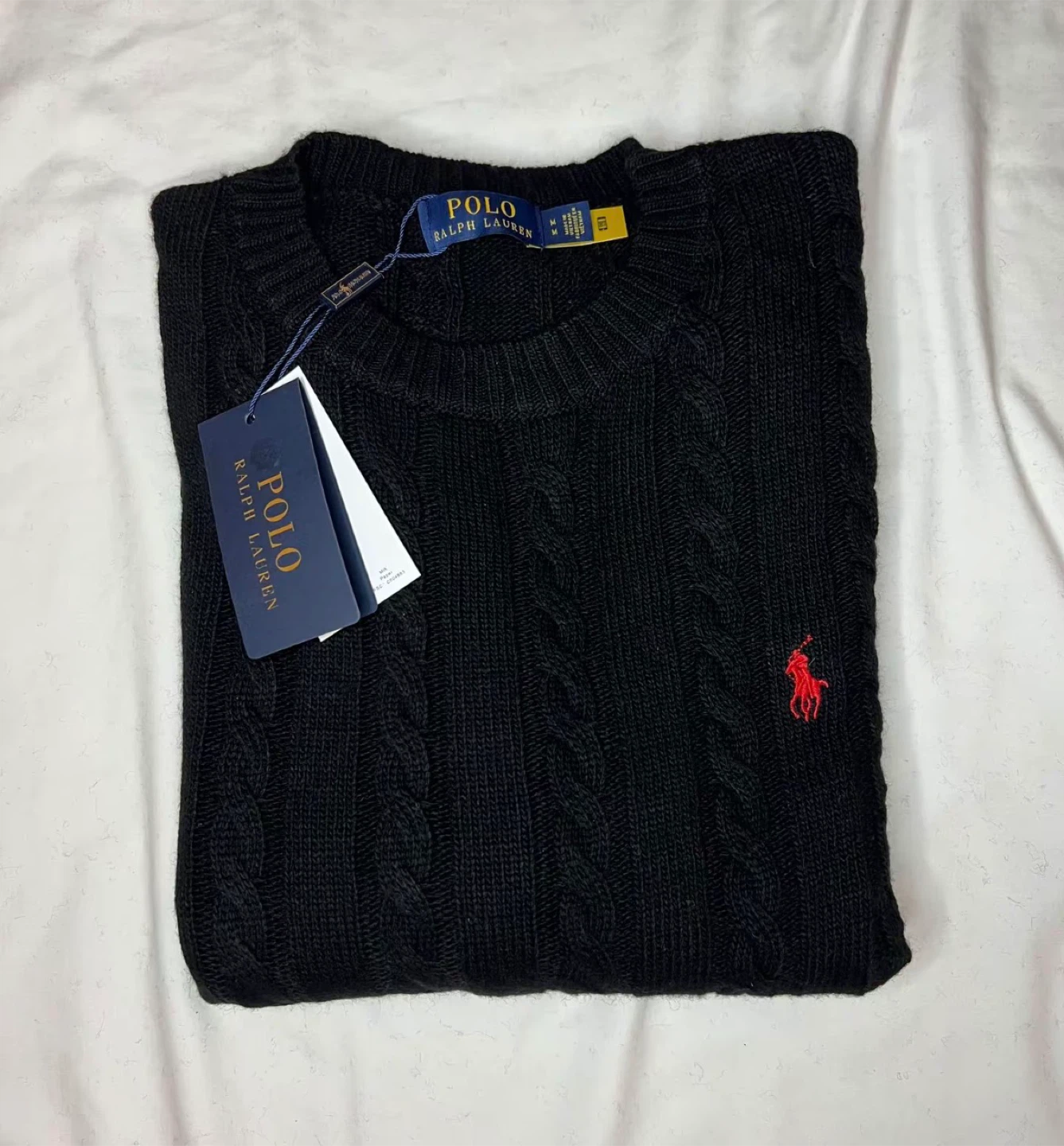 Polo Ralph Lauren Men's Cable Knit Sweater Black Size M - photo 2