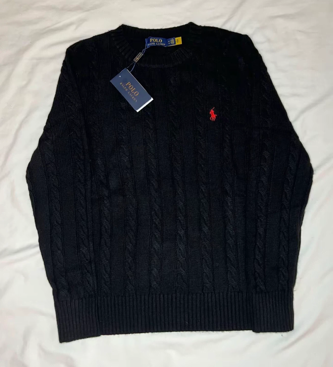 Polo Ralph Lauren Men's Cable Knit Sweater Black Size M