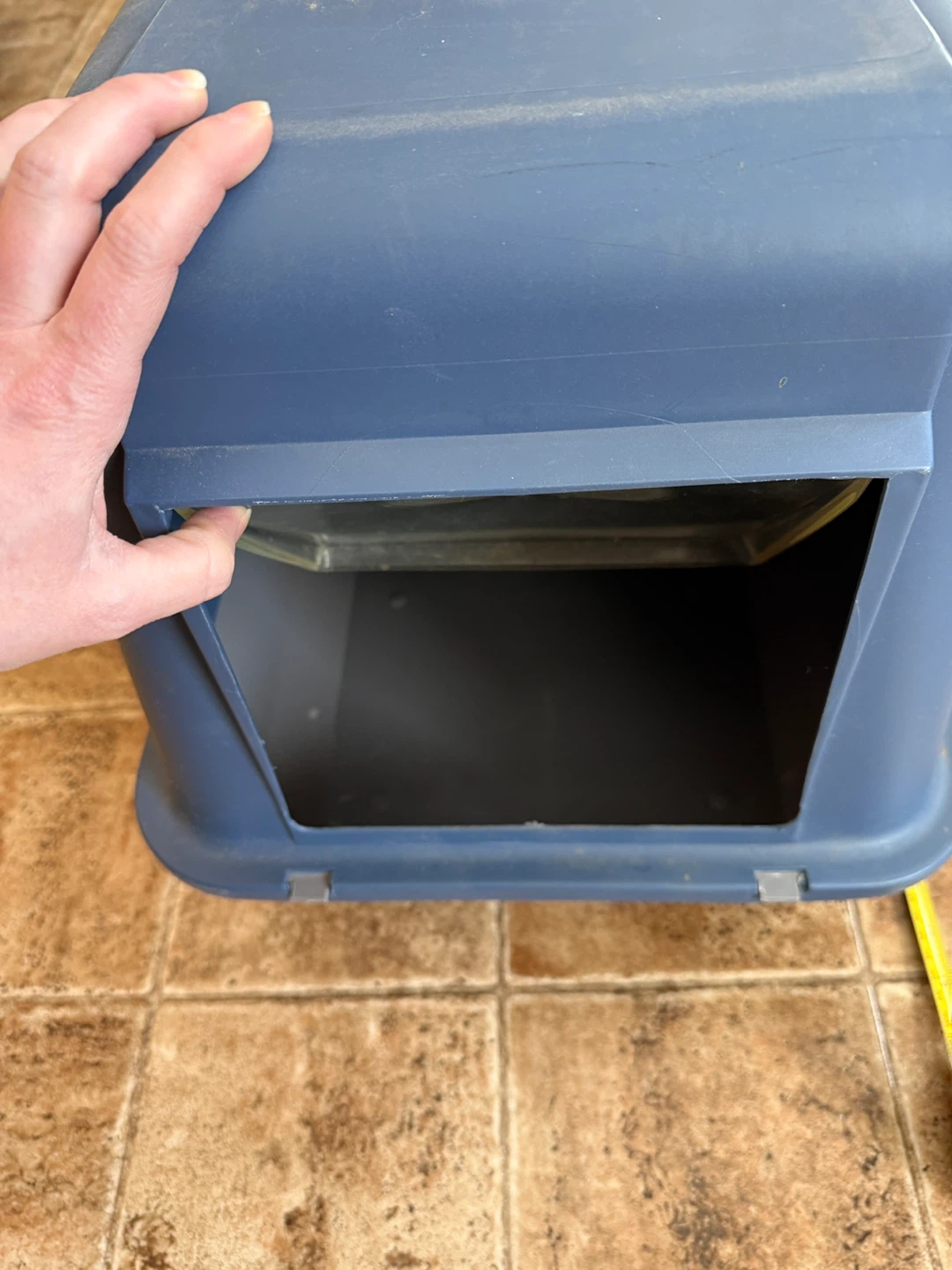 Blue Plastic Hooded Litter Box with Door - photo 5