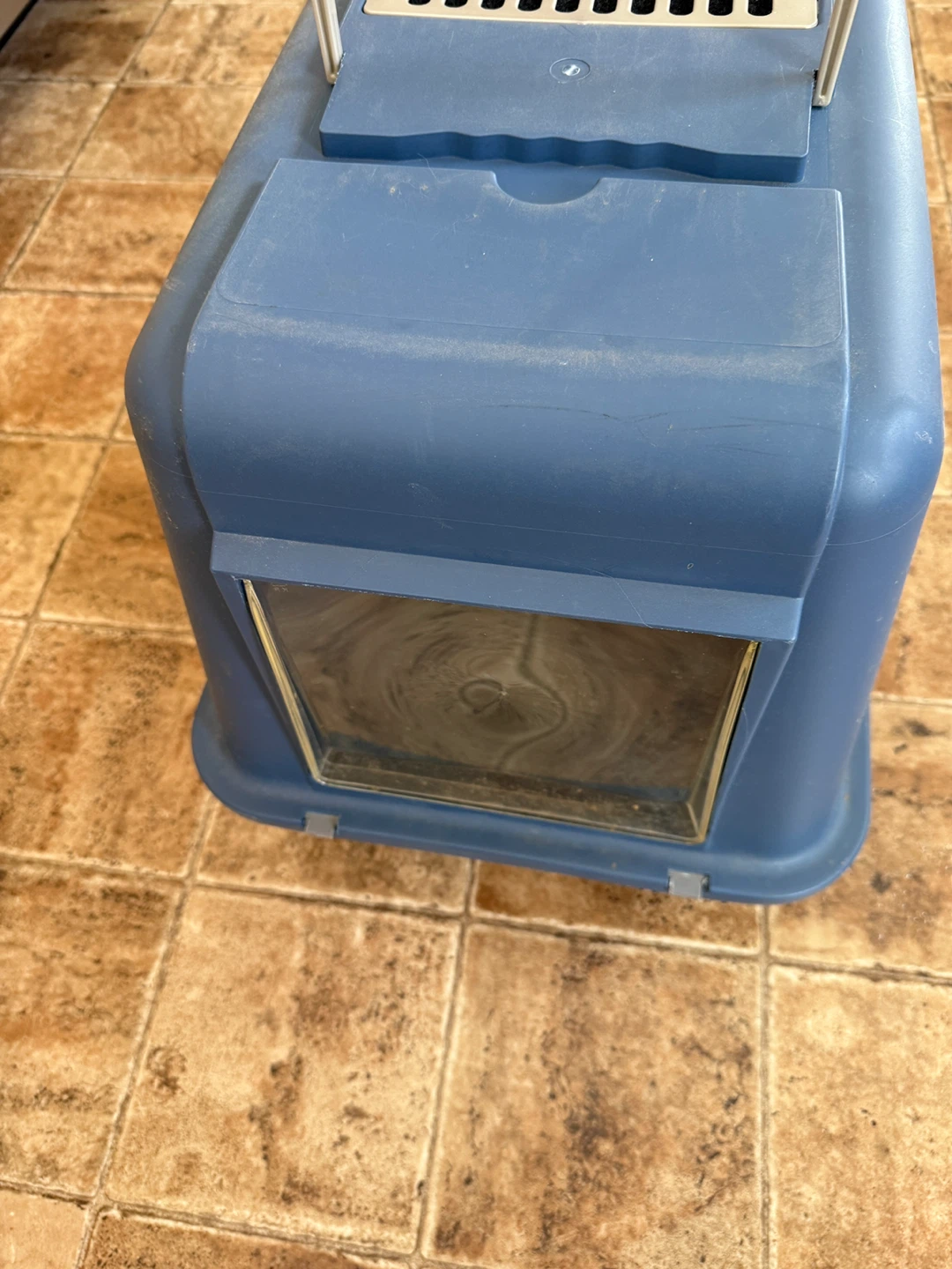 Blue Plastic Hooded Litter Box with Door - photo 2