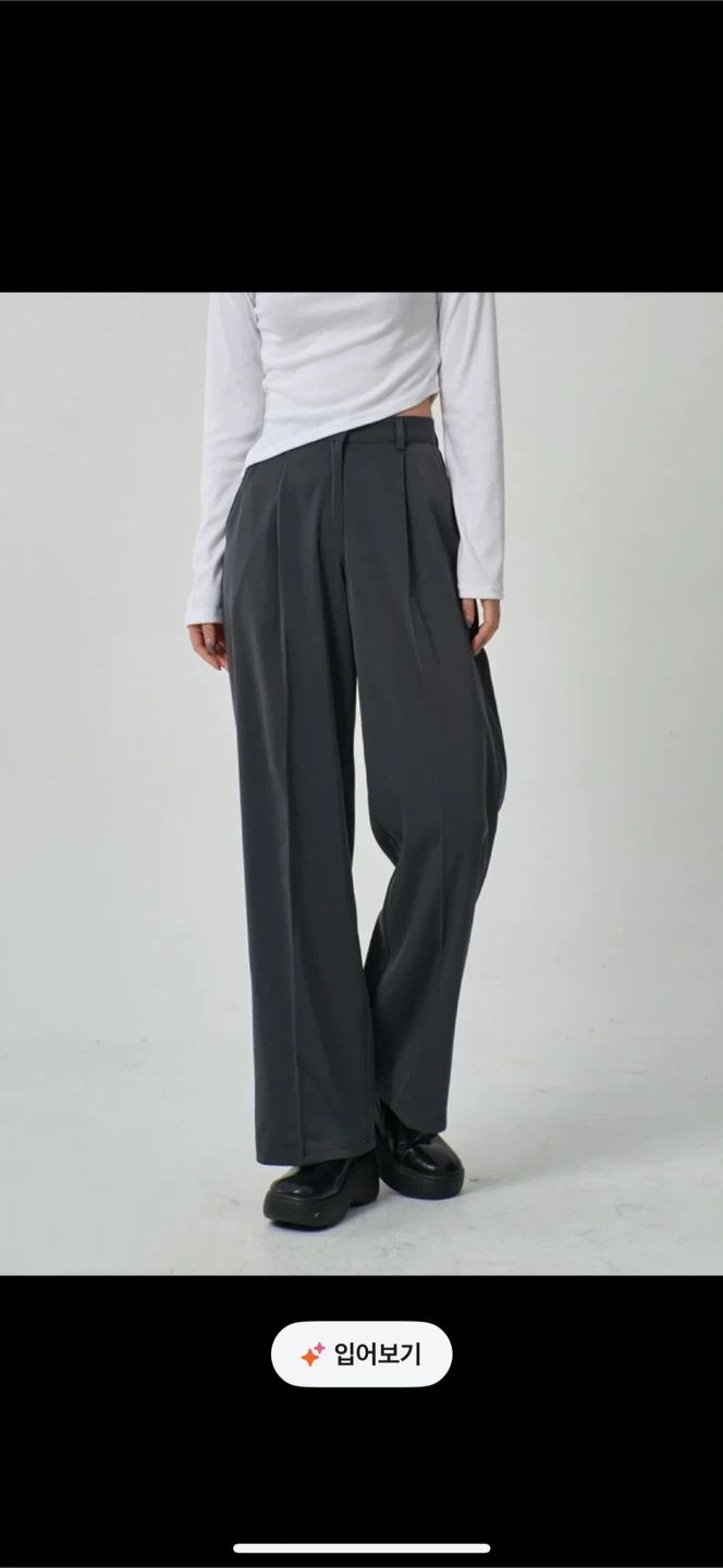 Dark gray pleated tailored pants (Korean brand)