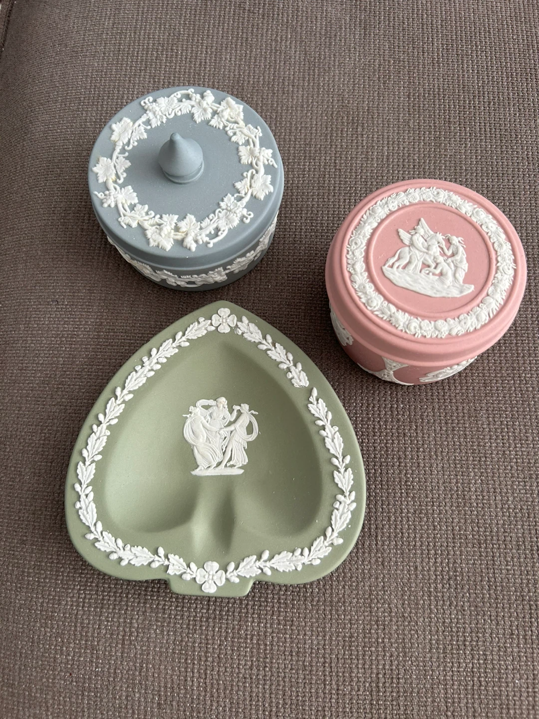Wedgwood Jasperware Trinket Boxes and Heart Dish Set