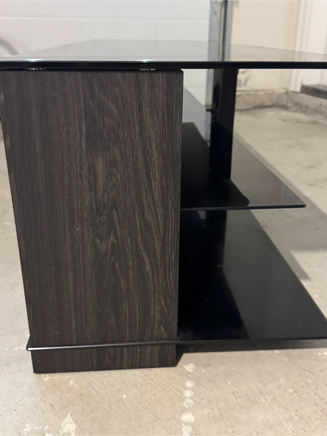Black TV Stand with Glass Shelves - photo 5