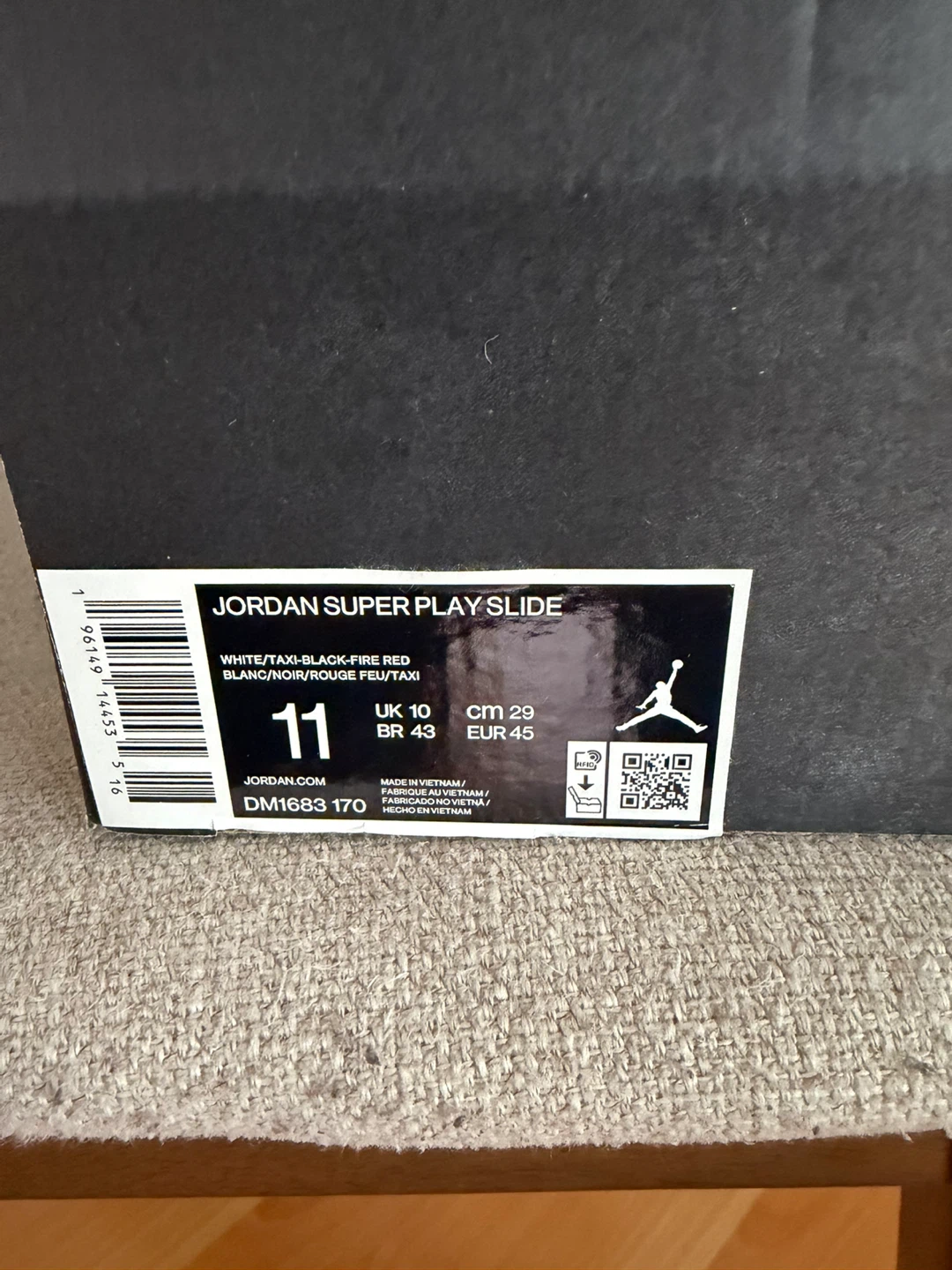 Jordan Super Play Slide Sandals - White/Black/Taxi - Size 11 - photo 3
