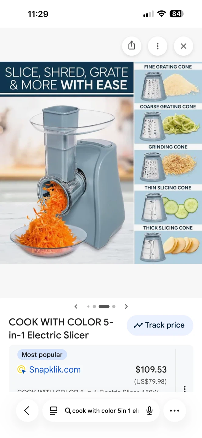 COOK WITH COLOR 5-in-1 Electric Slicer/Shredder - Black - photo 4
