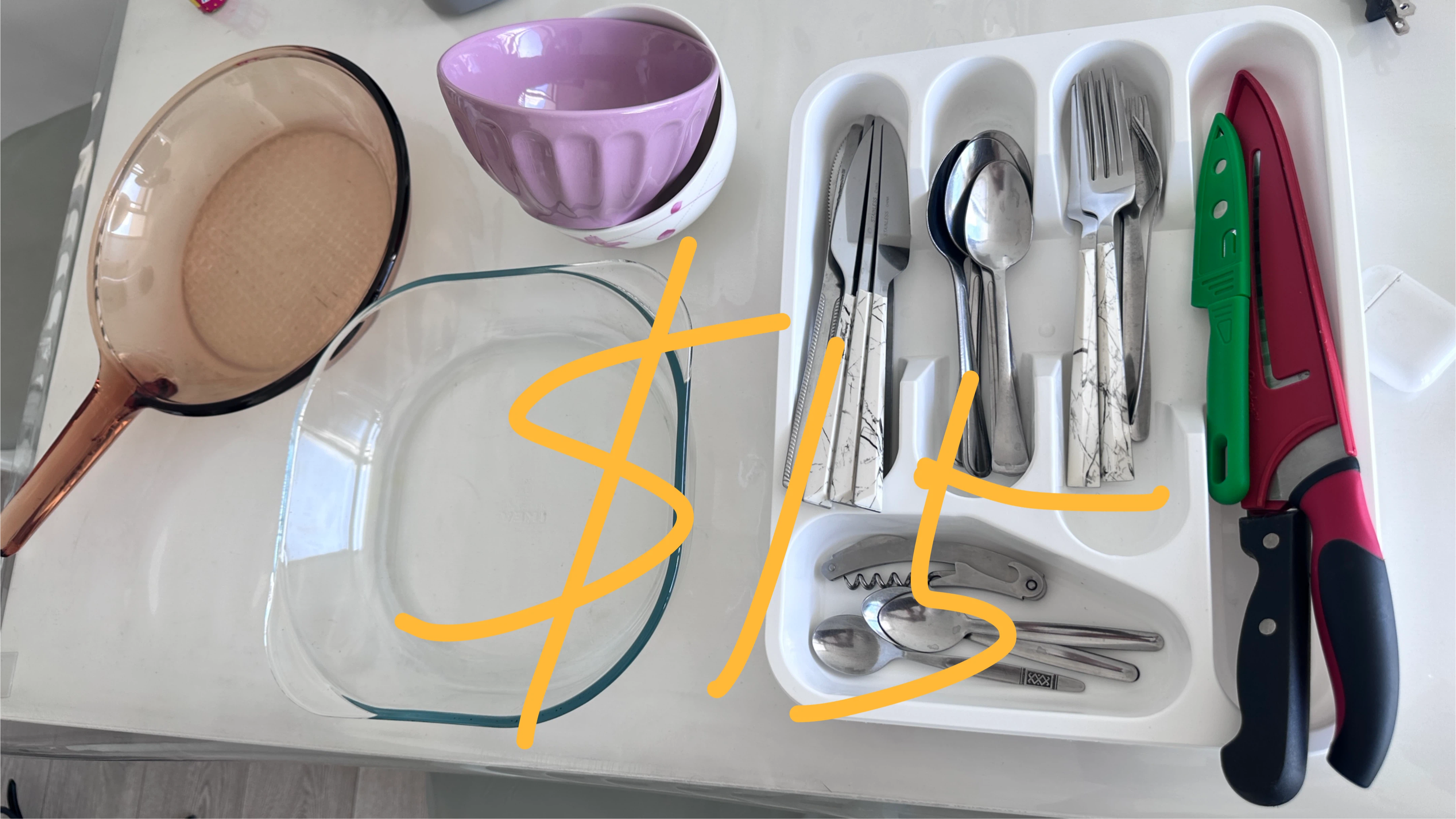 Assorted Kitchenware Set: Cutlery, Bowls, Bakeware & Cookware