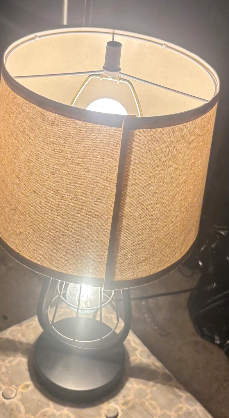 Industrial Style Table Lamp with Drum Shade - photo 2