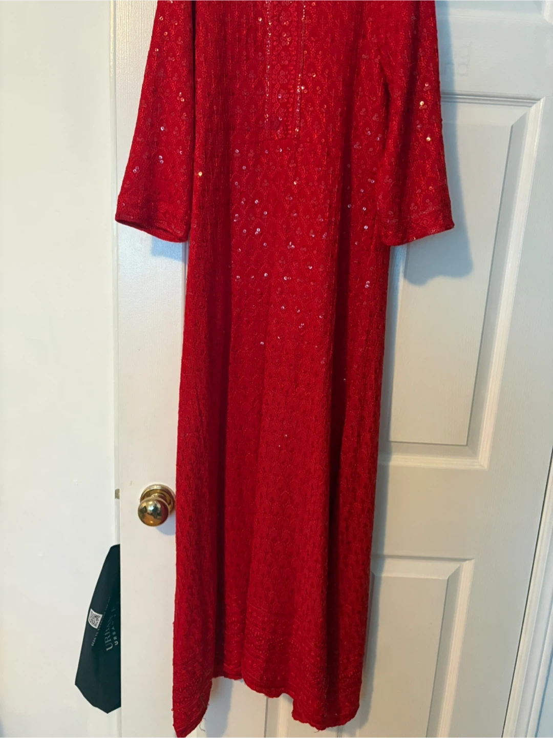 Red Sequined Kaftan Dress Size M