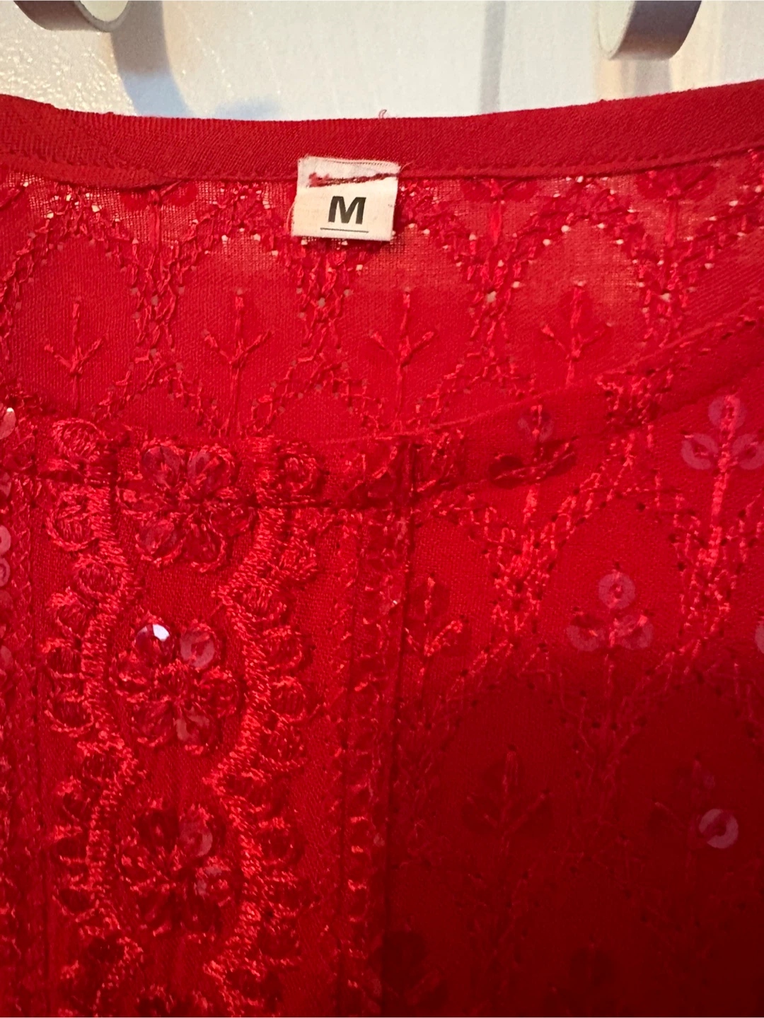 Red Sequined Kaftan Dress Size M - photo 2
