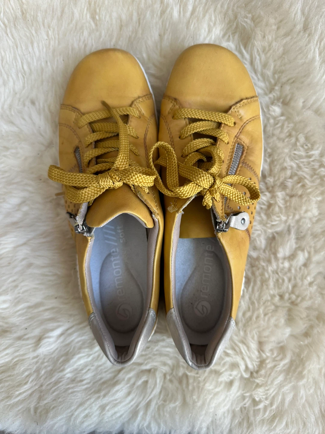 Remonte Yellow Leather Sneakers - Size 40