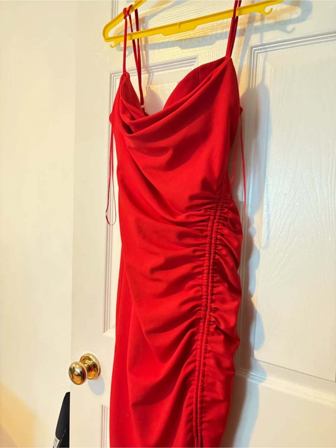 Zara Red Ruched Bodycon Dress - photo 3