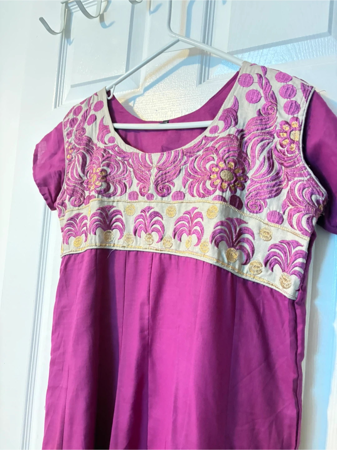 Embroidered Purple Maxi Dress with Floral Design - photo 2