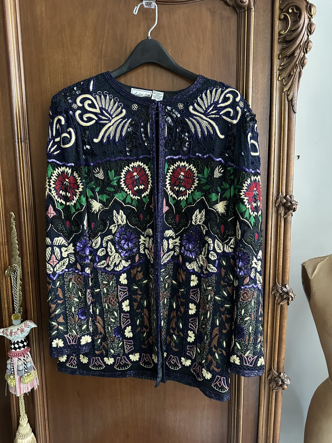 Vintage Judith Ann Beaded & Embroidered Silk Jacket Sz Small - photo 2