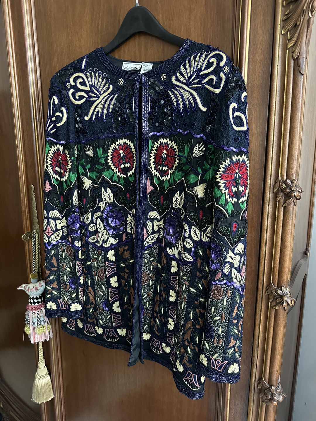 Vintage Judith Ann Beaded & Embroidered Silk Jacket Sz Small
