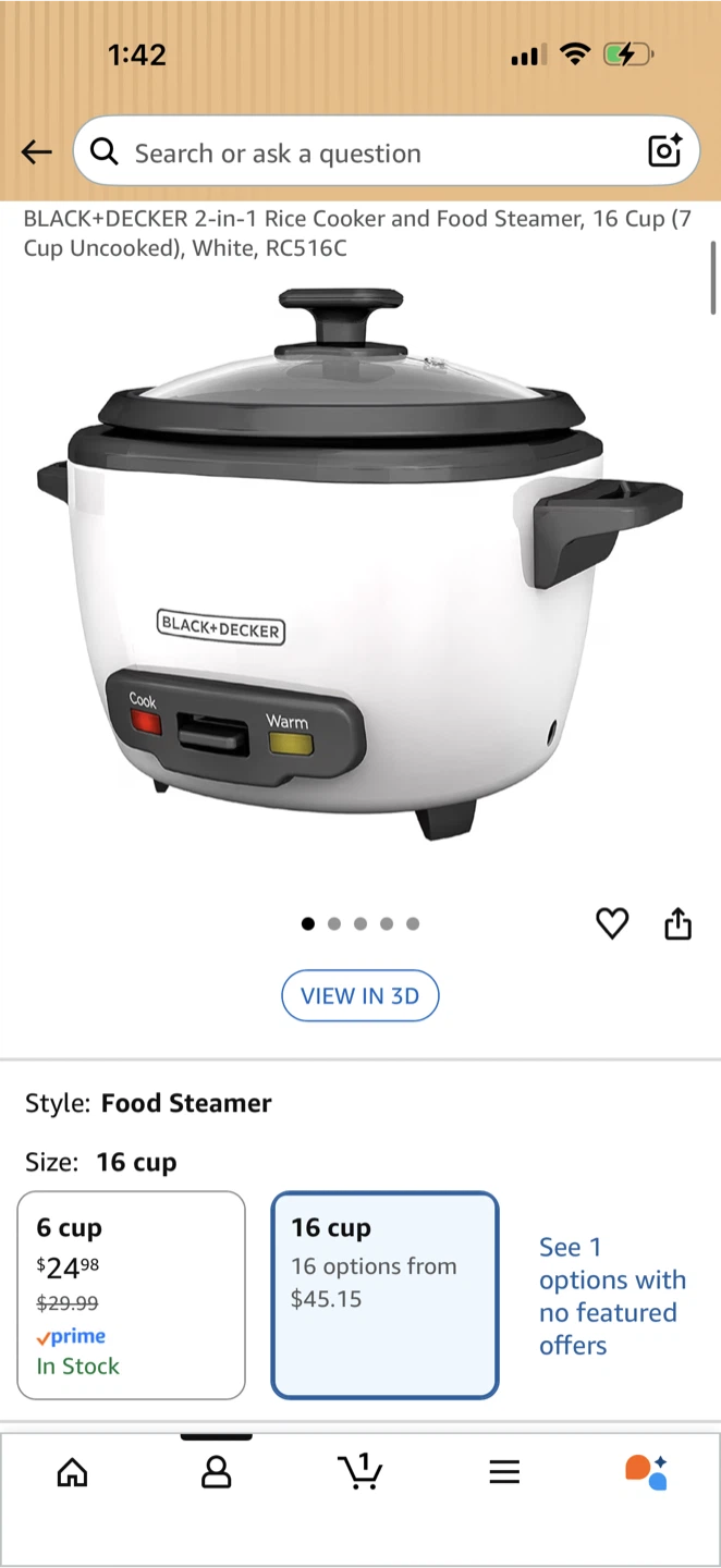 🍚 MOVING OUT SALE – BLACK+DECKER Rice Cooker (16 Cup)
