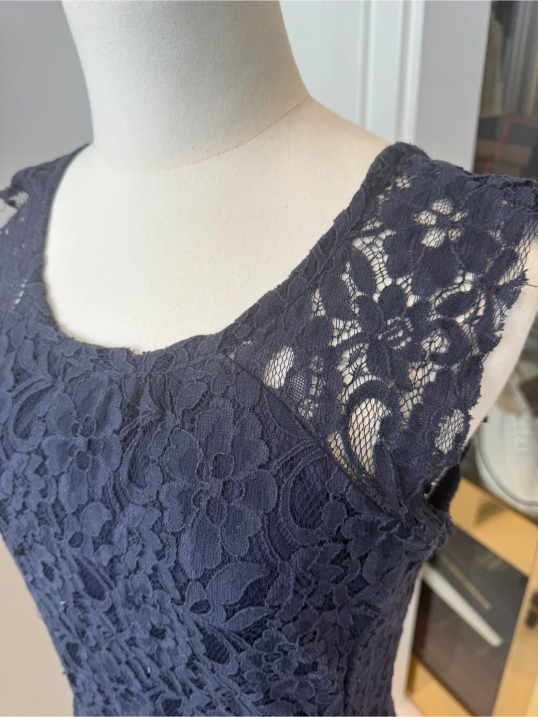 Navy Lace Sheath Dress