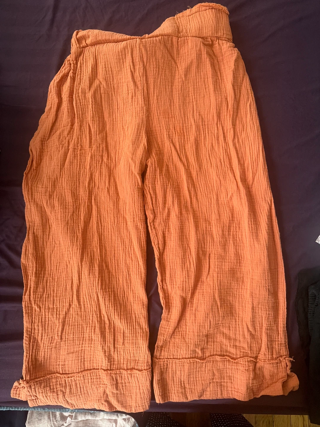 Orange Gauze Wide Leg Pants