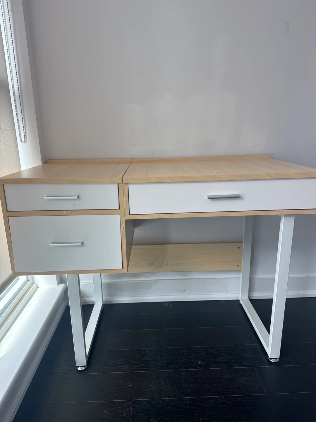 White and Wood Desk with Drawers and mirror Amazon 275$