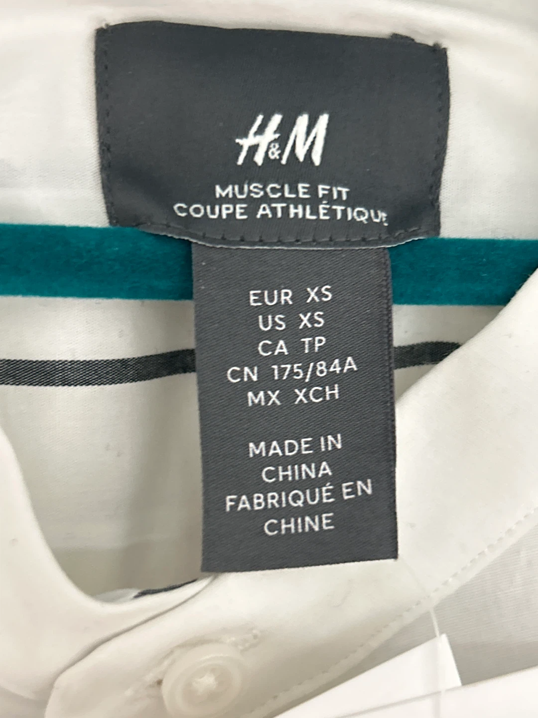 H&M Men's White Striped Muscle Fit Short Sleeve Shirt - XS - photo 5