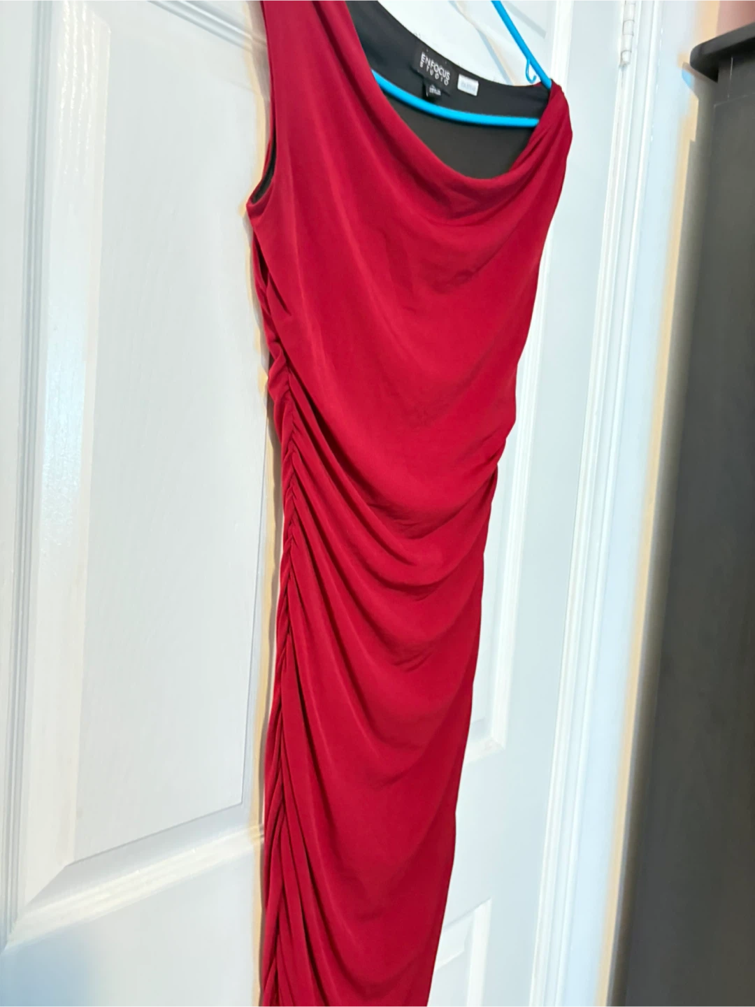 Enfocus Studio Red Ruched One-Shoulder Dress Size 6 - photo 3