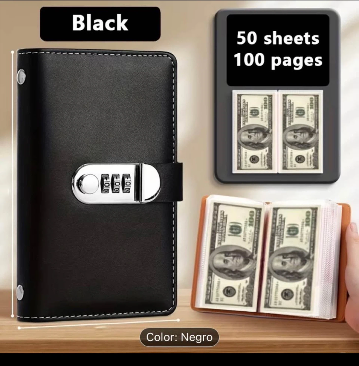 Password Lock Notebook with Bill Holder