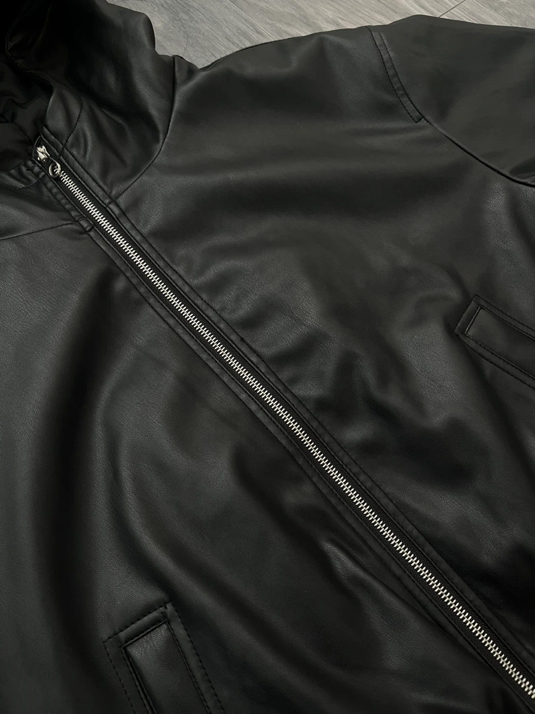 Faux Leather Black Zip-Up Jacket | Women - photo 3