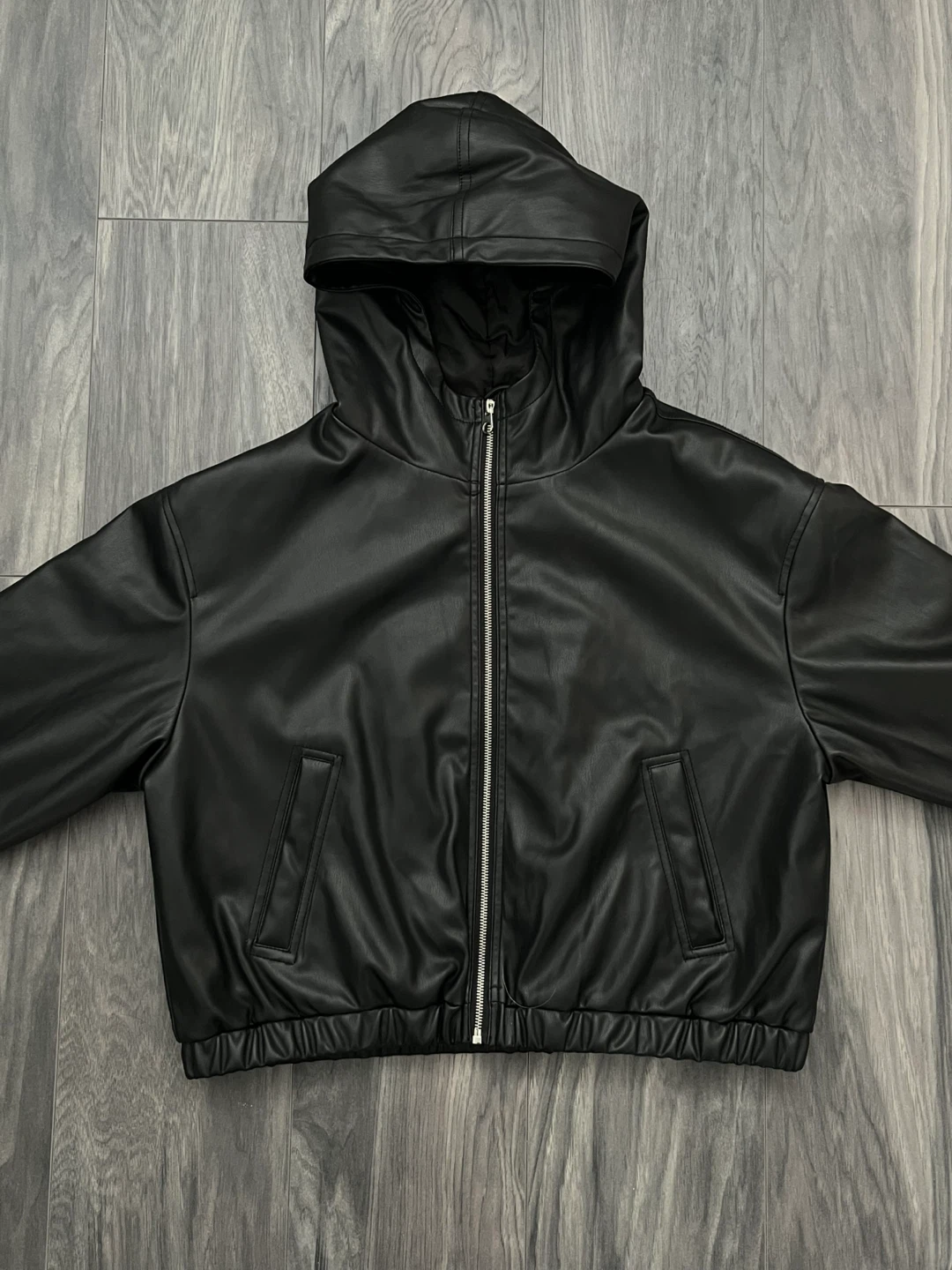Faux Leather Black Zip-Up Jacket | Women