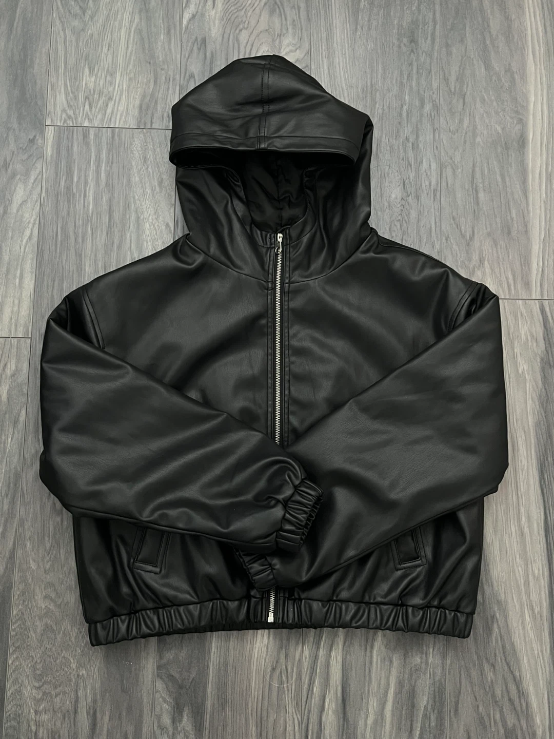Faux Leather Black Zip-Up Jacket | Women - photo 2