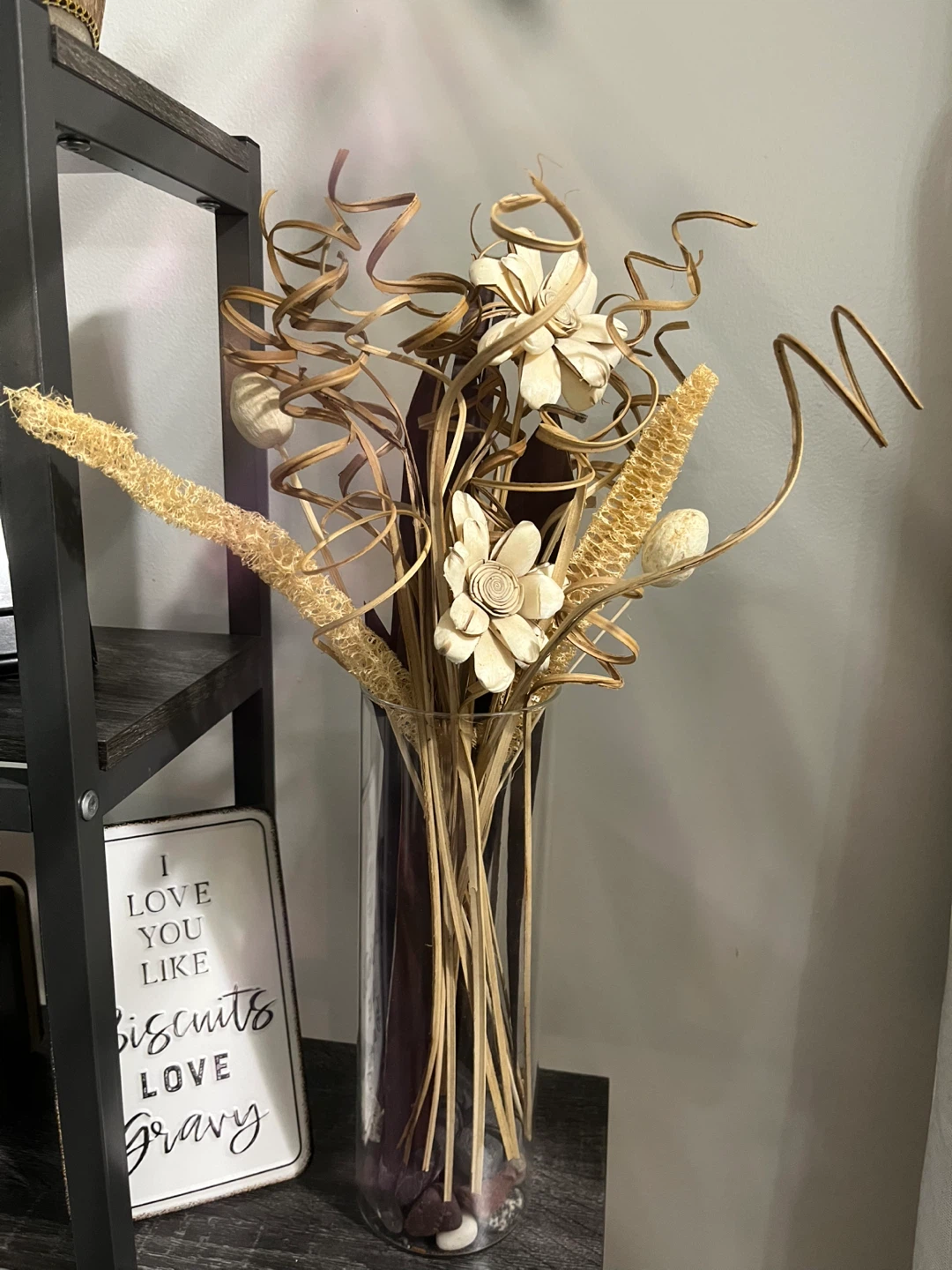 Dried Flower Arrangement in Glass Vase